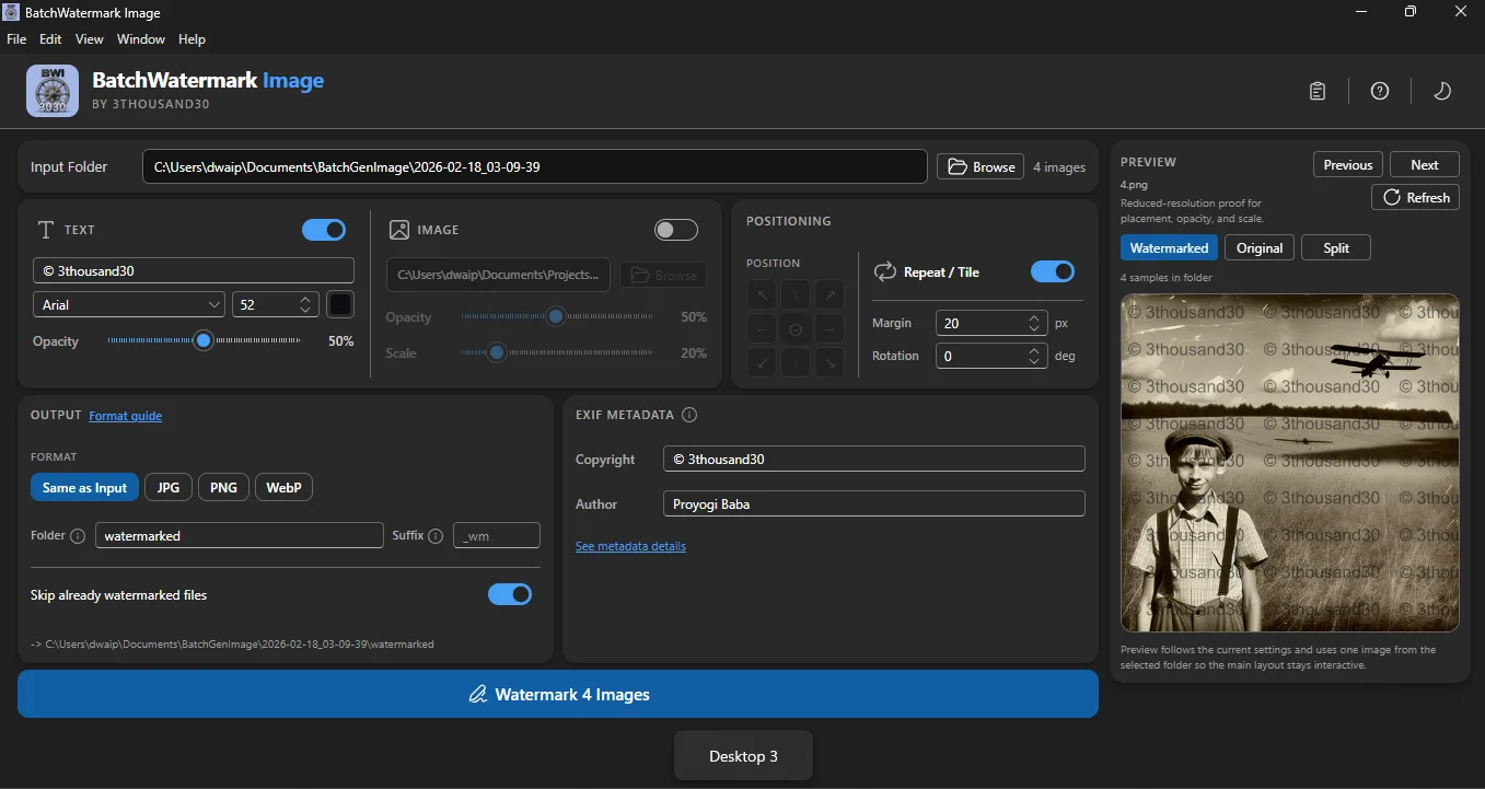 Tile watermarks across the image for stronger proof protection